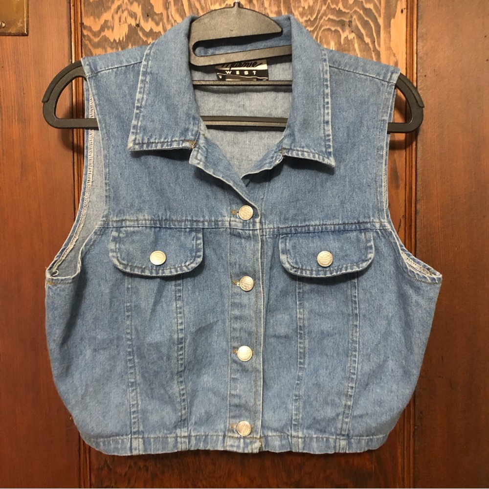 Vintage denim button down western vest sz M